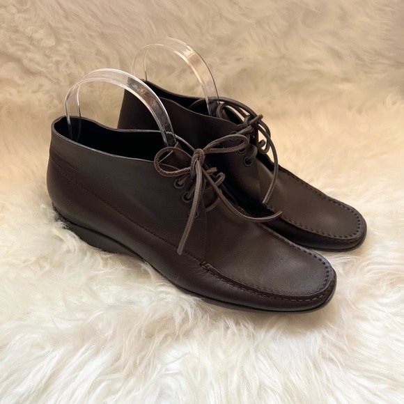 PRADA Logo Chukka Lace Up Leather Boots Loafers - Picture 5 of 9